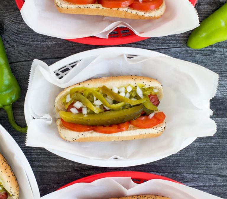 Chicago-Style Hot Dog with New Mexico Green Chile (Air Fryer Recipe)